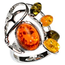 4.3g Authentic Baltic Amber 925 Sterling Silver Ring Jewelry N-A7367 s.5