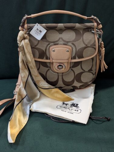 NEW Coach Purse Willis 70th Anniversary Signature Crossbody TAGS Dustbag + Scarf