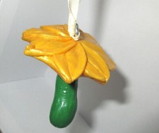 Yellow Flower Mushroom Ornament OOAK polymer clay art sculpture original unique