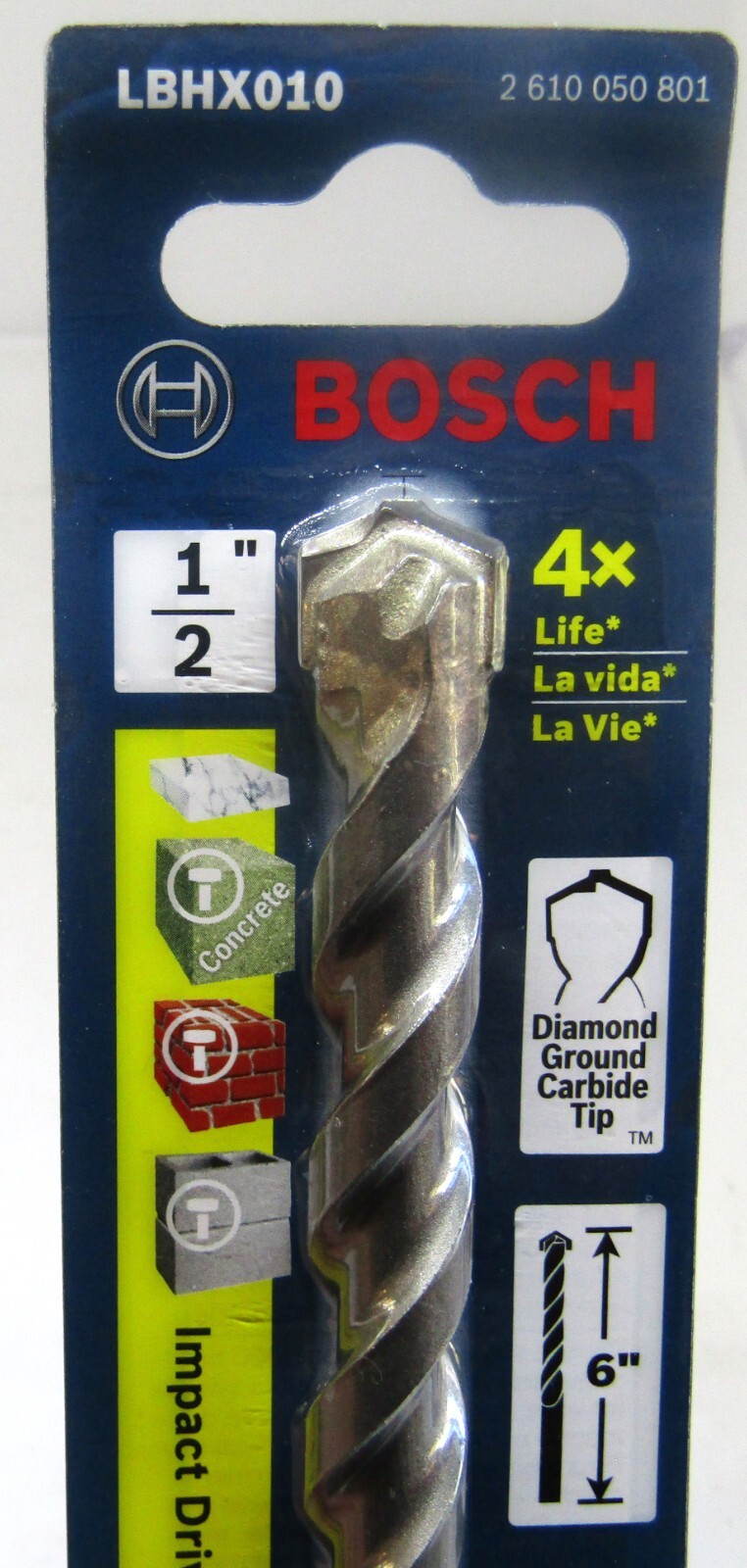 Bosch 1/2" LBHX010 Diamond Ground Carbide Tip Concrete/Masonry Drill