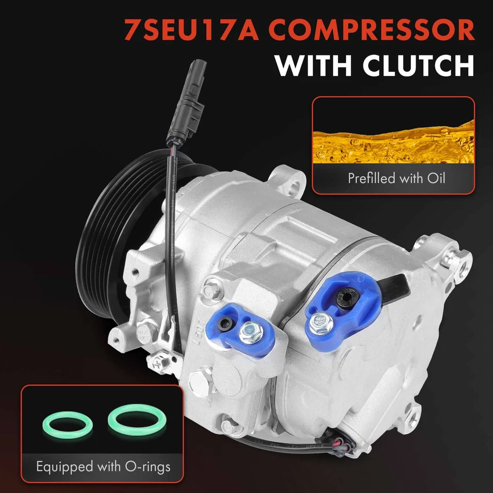 AC Compressor with 6-Groove Pulley for BMW E84 F48 X1 F25 X3 F26 X4 2.0L 7SEU17A - Image 3 of 4