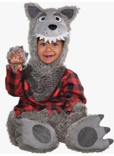 BABY WOLF Halloween Costume Size 6-12 Month Cosplay Unisex Hood Jumpsuit  Boot