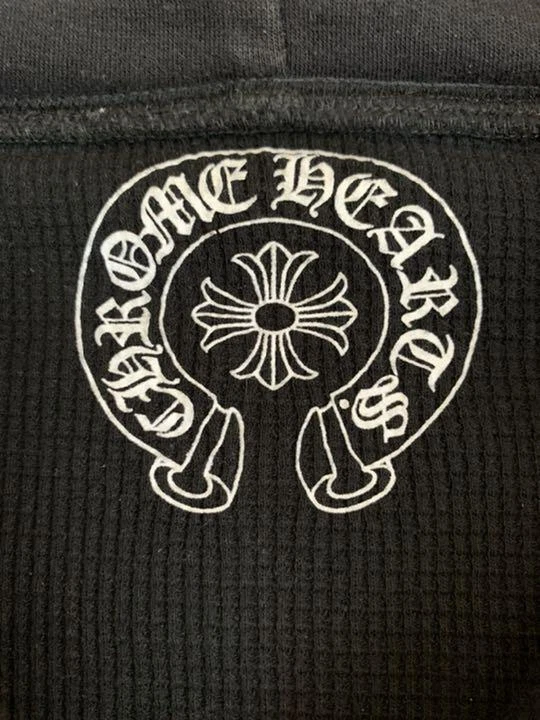 CHROME HEARTS Felpa con cappuccio cuori cromati pugnale cerniera 5 stelle stampa etichetta a scorrimento taglia S