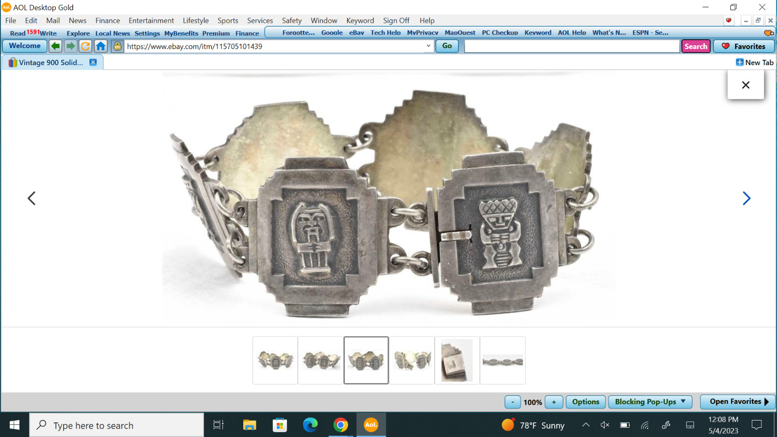 Vintage 900 Solid Silver Shadowbox Design Inca or… - image 4