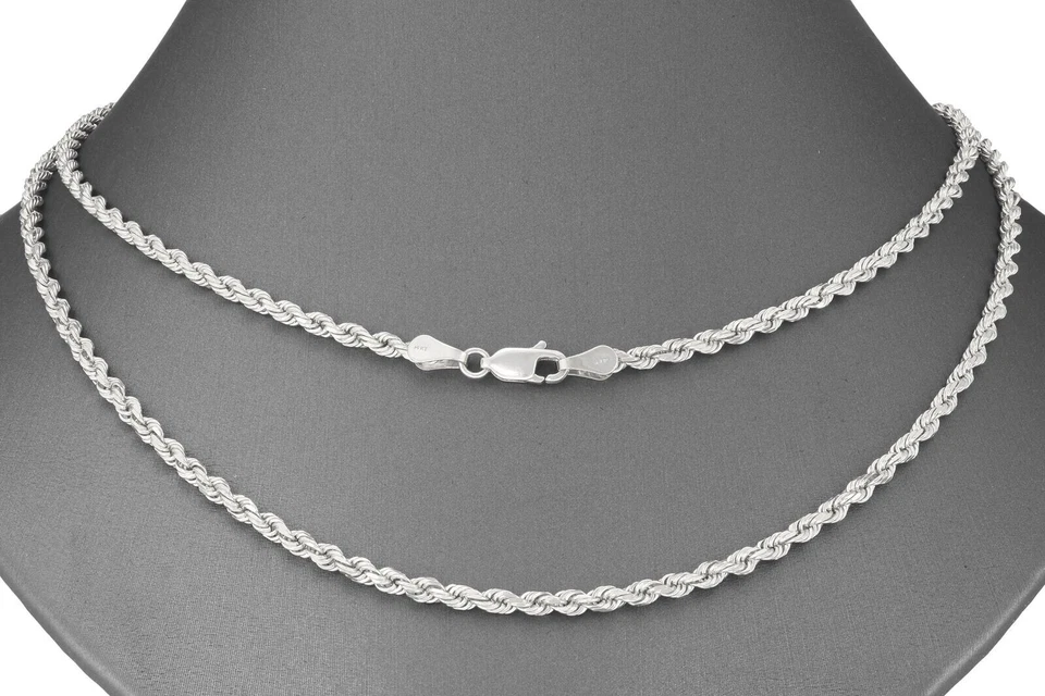 Cadena/collar de eslabones colgantes de cuerda maciza de 22" de oro blanco de 14k 2 mm 4,6 gramos WRO14