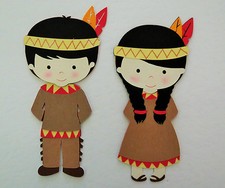 Thanksgiving Native American Boy Girl Die Cut Paper Scrapbook Embellishment
