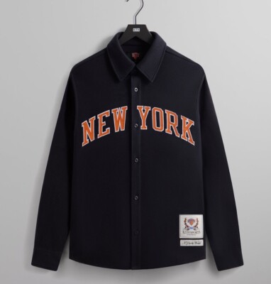Kith for the New York Knicks Felted Jersey Apollo Navy Button Up