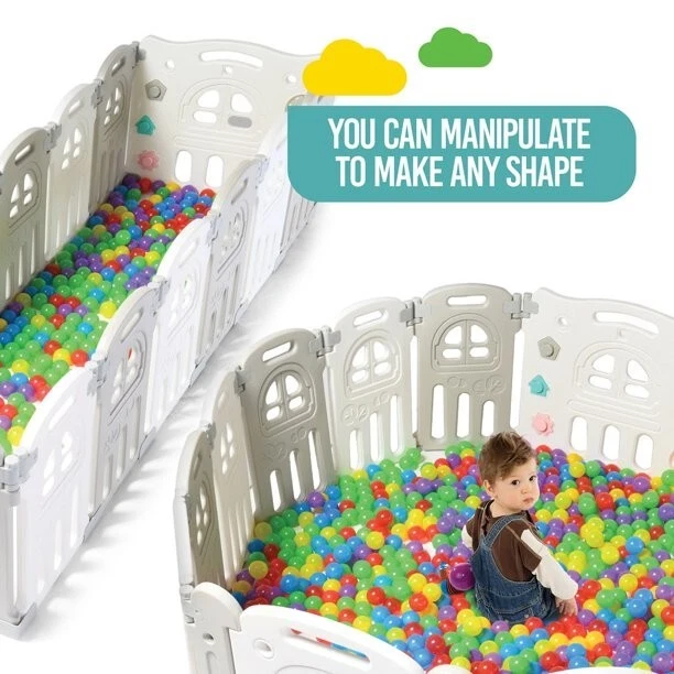 Parque infantil plegable para bebés 14 paneles - Centro de patio de actividades de seguridad para niños Foto 3 de 4