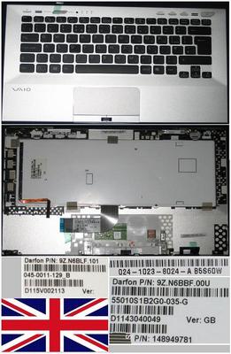 Clavier Qwerty UK SONY VAIOVPC-YA VPC-YB SC0SW 9Z.N5USW.00U A1807421A Noir