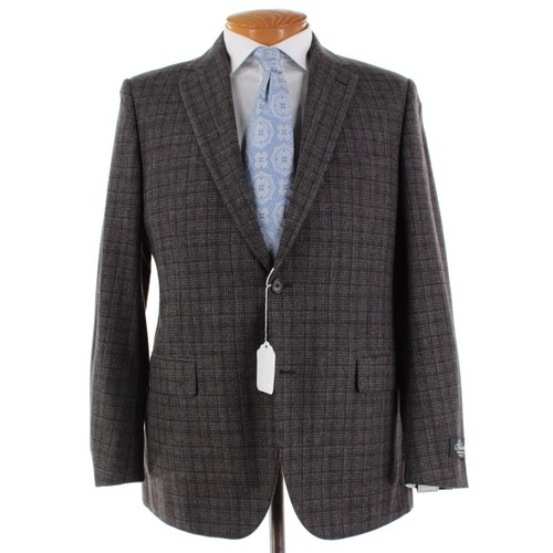 Belvest NWT Wool / Cashmere Sport Coat Size 52R (42R US) In Gray & Brown Plaid - 第 1/12 張圖片