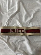 Gucci Beige Red Cotton Striped Logo Headband ...