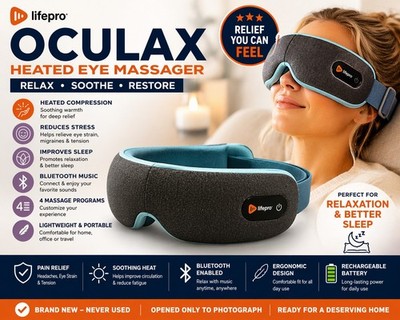 Heated Eye Massager Bluetooth Sleep Mask Migraine Relief Eye Strain New LifePro