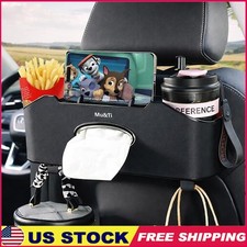 Car Seat Back Organizer Multifunctional Tissues Cup Holders Trash Bags Storage