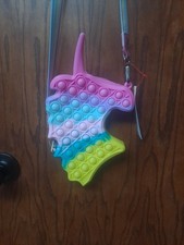 NWT Multicolor Unicorn Pop It Silicone Crossbody Sensory Fidget Toy Purse