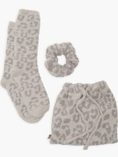 NEW Barefoot Dreams CozyChic Socks and Scrunchie Set With Carry Bag Leopard
