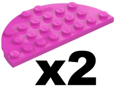Lego 2 New Magenta Plate Round Half 4 x 8 Studs Dark Pink Part 22888 PK03