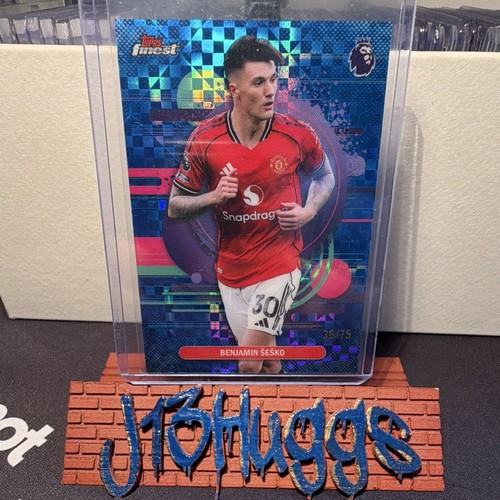 Topps Finest EPL 25-26 Benjamin Sesko Man United Uncommon /75 Blue Checkerboard