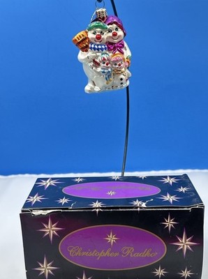 CHRISTOPHER RADKO 4 1/2'' Ornament WINTER PORTRAIT 00-041-0 Mr. Mrs. Snowman Kids