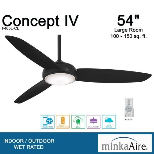 Minka Aire Concept IV 54"  - Coal 3-Blade Remote Control - Picture 5 of 6