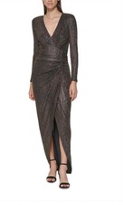 Vince Camuto Shimmer Long Sleeve Gown Size 12P