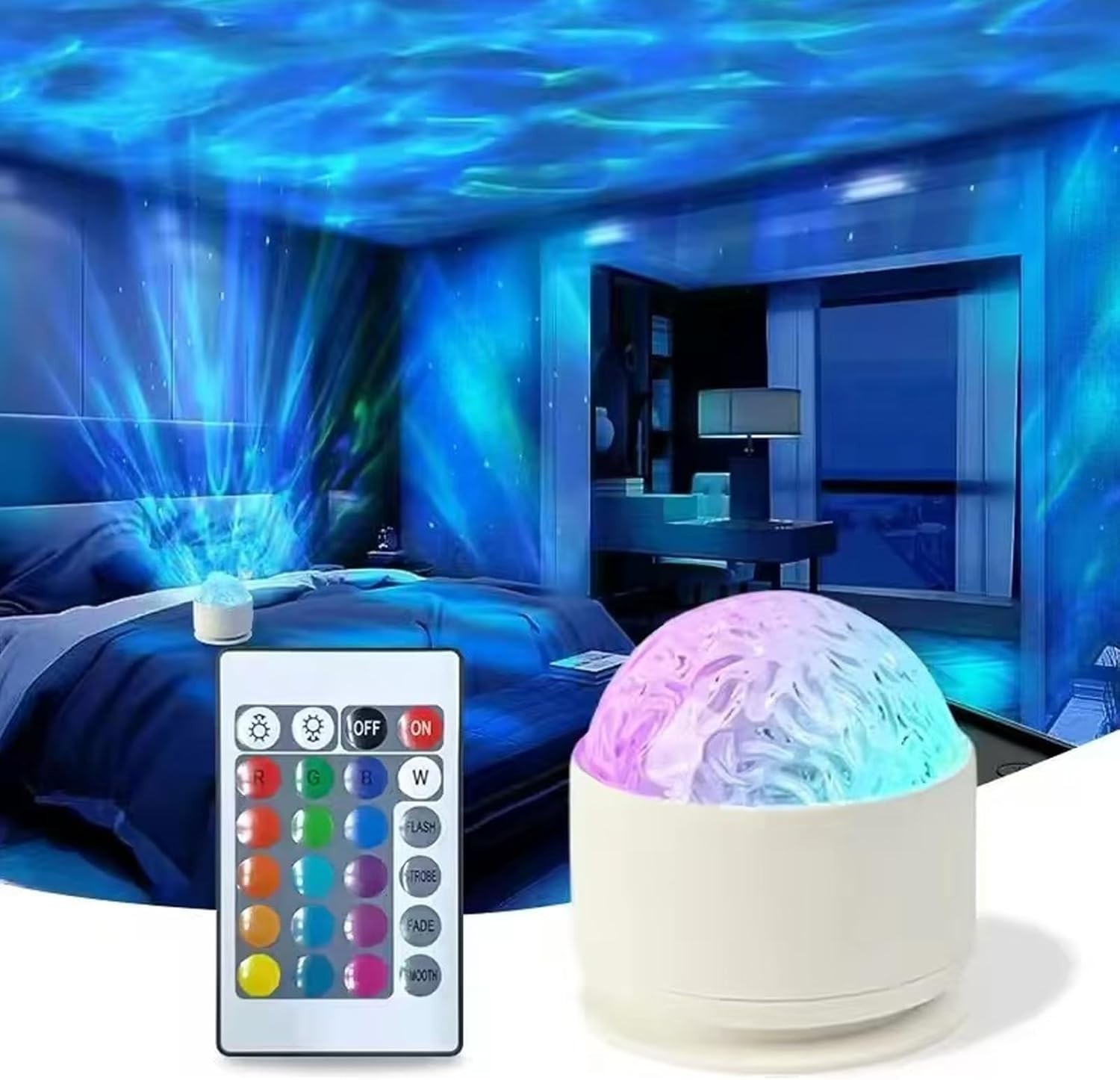 2 in 1 Northern Lights Projector, 16 Color Aurora Night Light Projector Remote