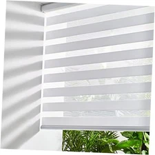 Zebra Roller Shades for Windows, Privacy Roller Blinds for 70"W x 72"H White