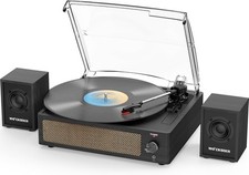 Record Player with Passive Bookshelf Speakers Belt-Drive Vintage Turntable for