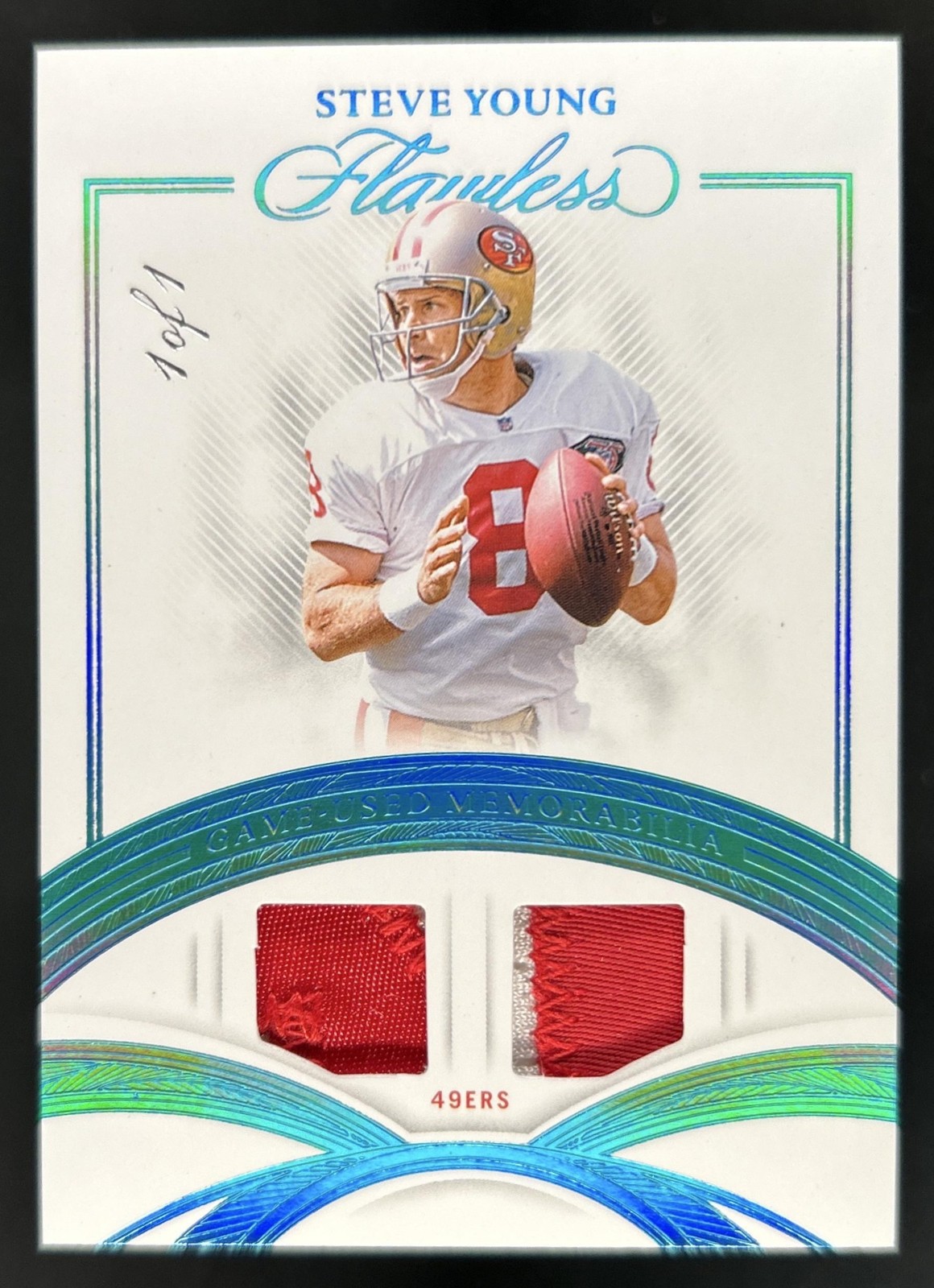 2025 Panini Flawless Steve Young Game Used Memorabilia Patch Platinum #1/1 49ers