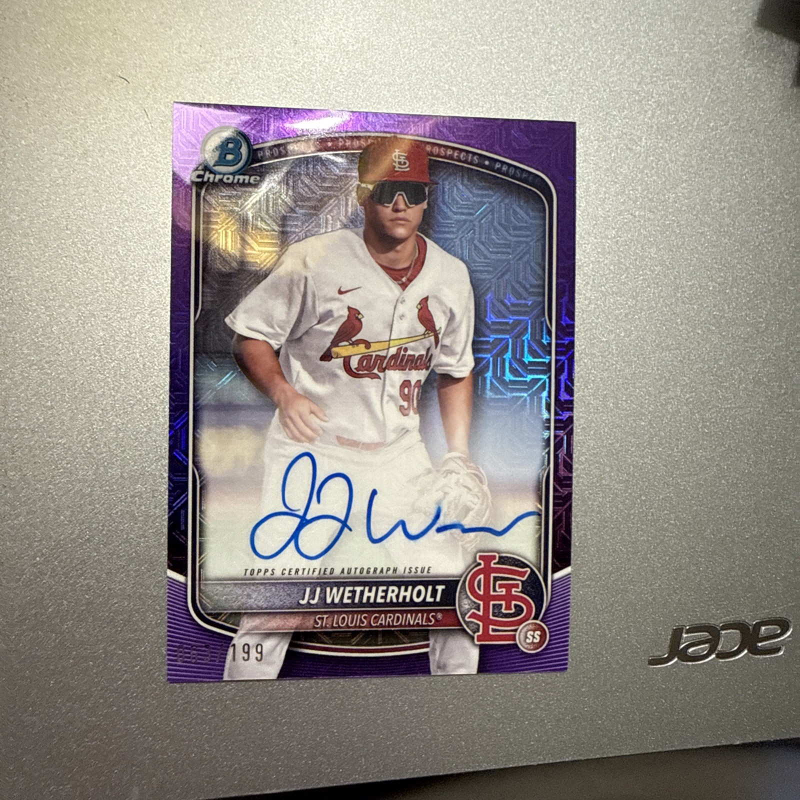 2025 Bowman Mega Box Auto Purple MOJO Variation JJ Wetherholt /199 BMA-JW