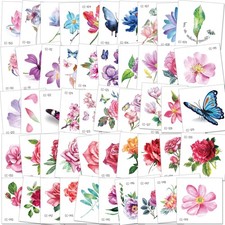 50Sheet Flower Temporary Tattoos for Women Teens Girls, Tiny Temporary Tattoo...