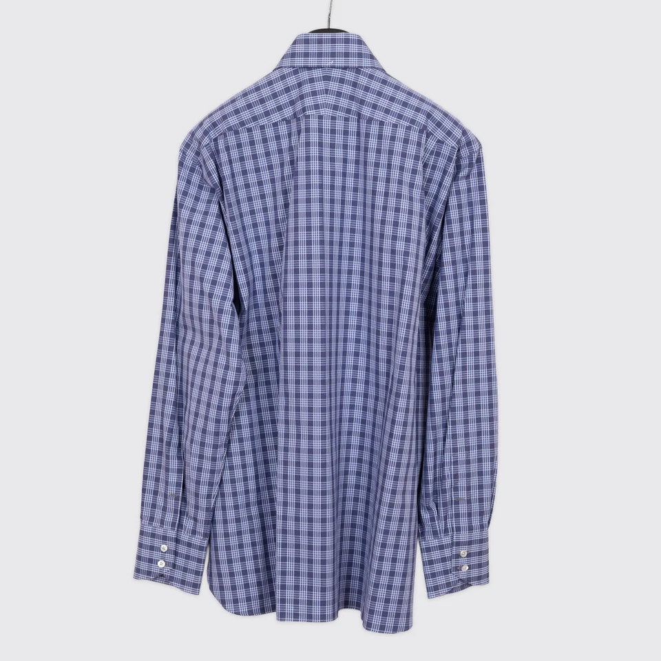 Camisa social TOM FORD 45cm azul marinho xadrez algodão feita na Itália - Imagem 4 de 4