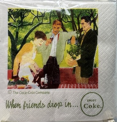Beverage Napkins Bob Peak Art Coca Cola  ''When Friends Drop In...Enjoy Coke...''