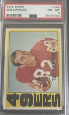 1972 Topps #155 Ted Kwalick San Francisco 49ers Rookie Football Card PSA 8 RC. rookie card picture