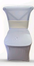 White Polyester Spandex Chair Covers 145 Piece With Ties 2 Color Options 