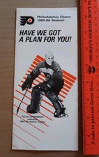 1985-86 Philadelphia Flyers Pelle Lindbergh Hockey Ticket Brochure - Howe Poulin