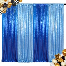 4 Panels 2x8ft Baby Blue Sequin Backdrop Photo Curtains Wedding Party Decor