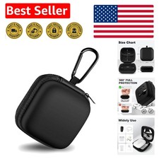 Compact Black Earbud Case with Carabiner - Protect Your Accessories in Style