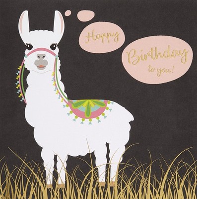 Geburtstag Lama Black & Gold Quadratische Glückwunschkarte Happy Birthday