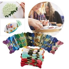 100 Multi Colors Cross Stitch Floss Cotton Thread Embroidery Sewing Skeins Lot .