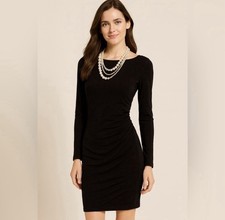 Express Knit Mini Dress Womens Sz XS Black Long Sleeve Ruched Bodycon Cocktail