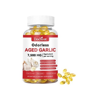 Aged Garlic Extract, 60 Softgels, 7500mg Odorless | Heart & Immune Support