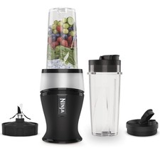 Ninja Slim Blender & Smoothie Maker, 2x 470ml Cups Silver/Black QB3001UKS - NEW