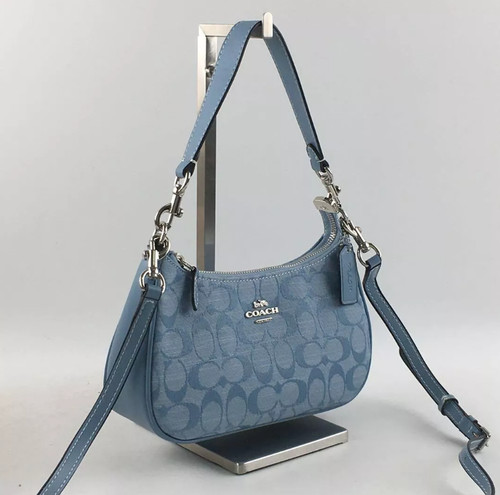 COACH Teri Shoulder Bag Signature Chambray Light Blue CH139 New Free Shipping