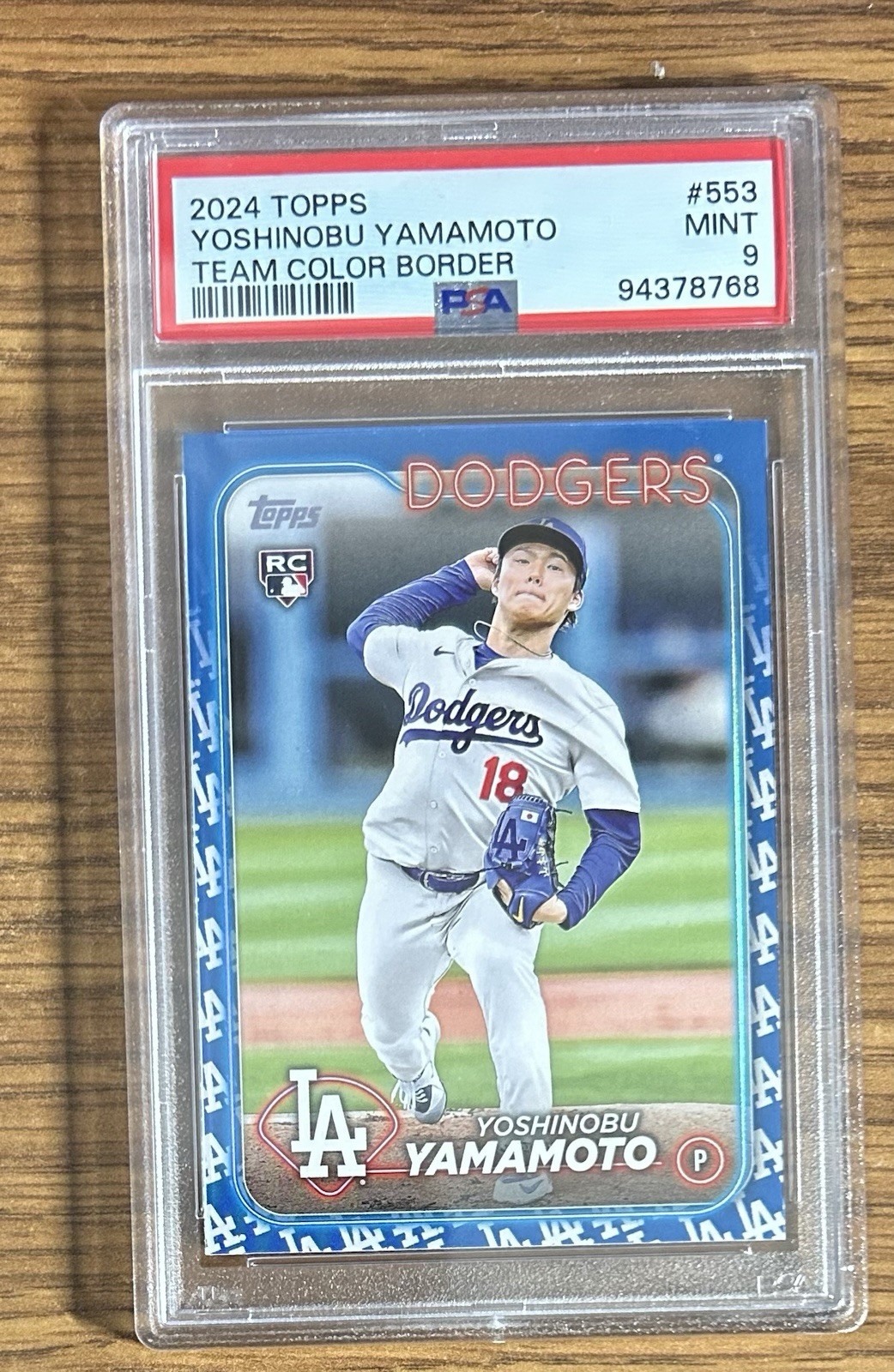 2024 Topps Series 2  Yoshinobu Yamamoto 553 Team Color Border Logo RC PSA 9 MINT