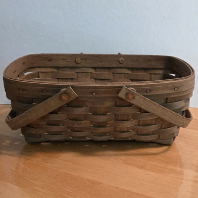 Longaberger Handwoven Take Along Basket w/ Handles 13 inches