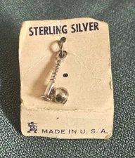 Vintage Elco Sterling Silver SCREWBALL Charm Novelty Pun Tongue in Cheek NOS