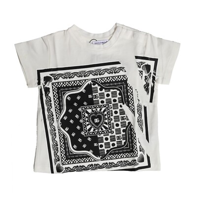 DOLCE & GABBANA Kids T-shirt White Bandana Print Crew Neck s.Tag 12/18mos 340usd