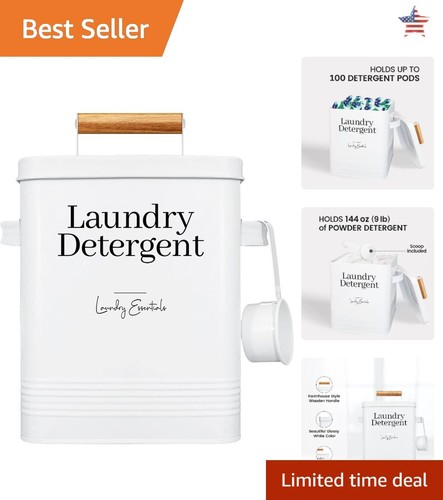 Modern Farmhouse Laundry Detergent Container - Large Storage Capacity - White