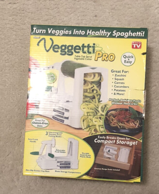 Veggetti Pro Tabletop Spiral Vege Cutter NWT with 3 Stainless Steel Blades BG