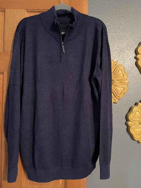 NWT Mizuno Pro Collection XL Golf Merino Wool 1/4 Zip Sweater Navy